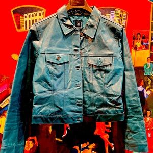 Gap Green Leather Vintage Jacket
